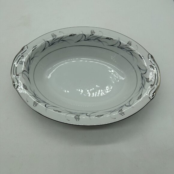 HARMONY HOUSE Fine China Platinum Garland 3541 Oval Serving Bowl 10 3/4" - Picture 1 of 3